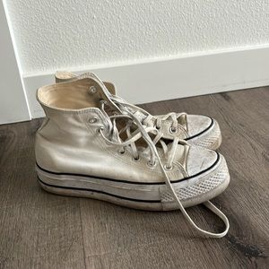 White high top platform converse